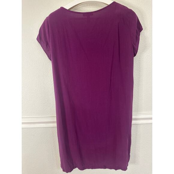 Eileen Fisher High Low Tunic, 100% silk, magenta, Womens Small - Picture 4 of 5